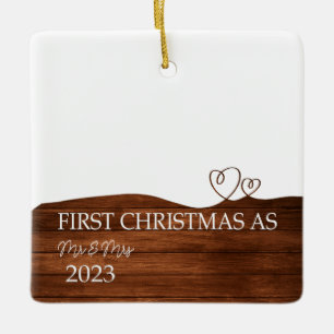 Personalisiert Wood Mr. & Mrs. Keramikornament