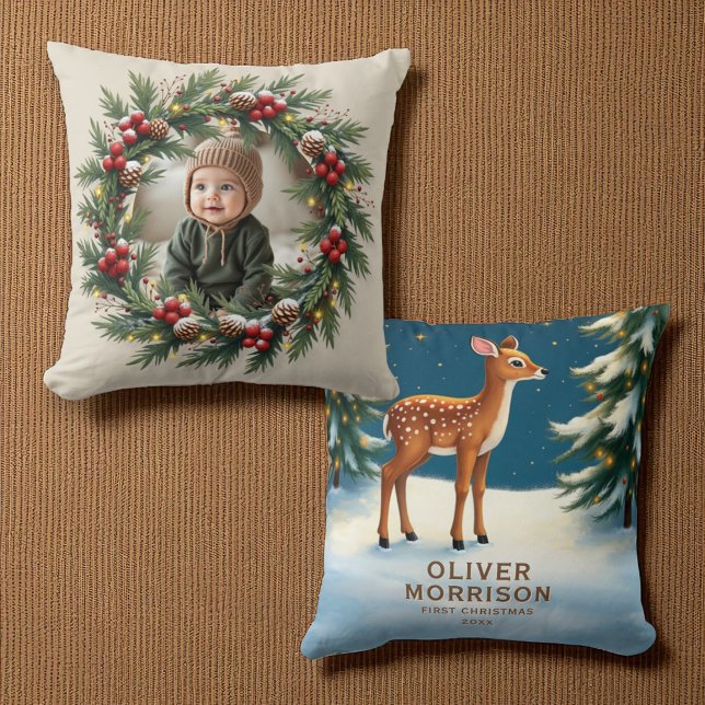 Personalisiert Woodland First Christmas Baby Deale Kissen (Von Creator hochgeladen)