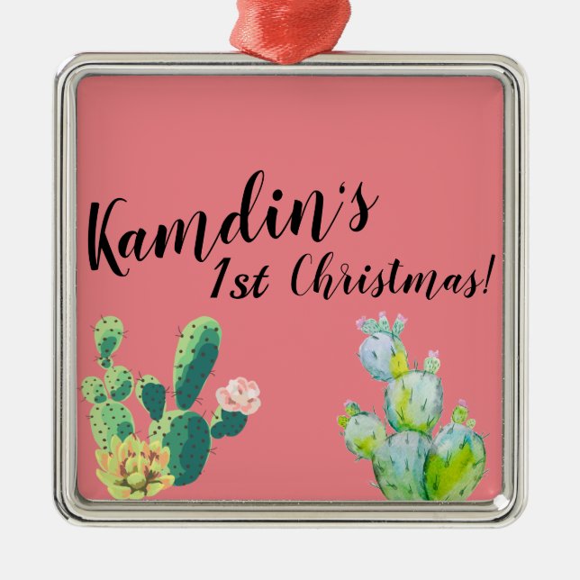 Personalisiert XMAS Ornament Bohemisch Cactus succ Aus Metall (Vorne)