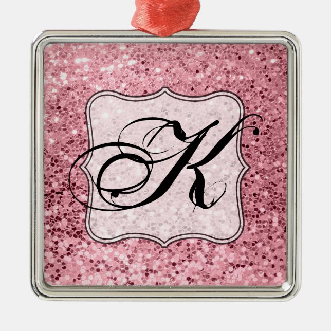 Personalisiert XMAS Ornament Rose Gold Glitzer Aus Metall (Vorne)