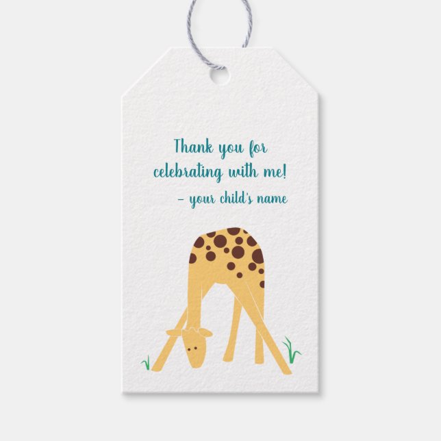 Personalisiert Yellow Giraffe Baby Dusche Geburtst Geschenkanhänger (Vorderseite)