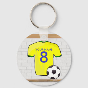 Personalisiert Yellow Green Football Soccer Jersey Schlüsselanhänger