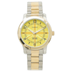Personalisiert Yellow Union Jack British Flag Dial Armbanduhr