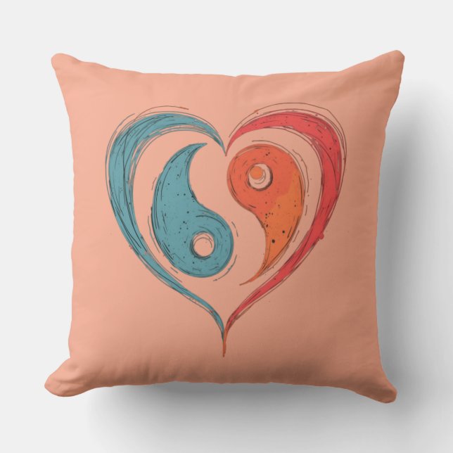 Personalisiert Yin Yang Herzsymbol Kissen (Vorderseite)