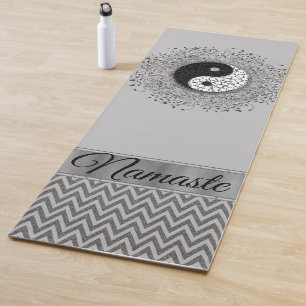 Personalisiert Yin Yang Zickzack Silver Yoga Mat Yogamatte