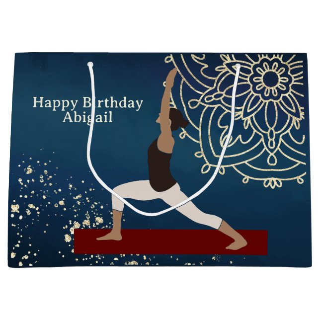 Personalisiert Yoga Gold, Blau, Rot Mandala Geburt Große Geschenktüte (Vorderseite)