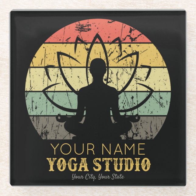 Personalisiert Yoga Studio Fitness Instructor Guru Glasuntersetzer (Vorderseite)