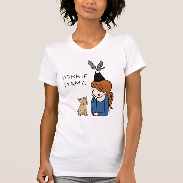 Personalisiert Yorkie Mama T - Shirt (Vorderseite)