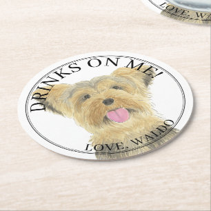 Personalisiert Yorkie Yorkshire Terrier Wedding Runder Pappuntersetzer