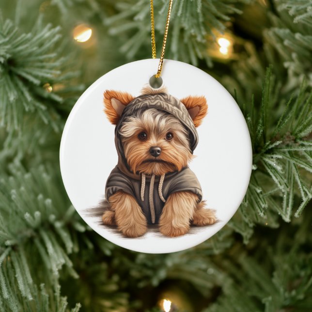 Personalisiert Yorkshire Terrier Dog Art Keramik Ornament (Baum)