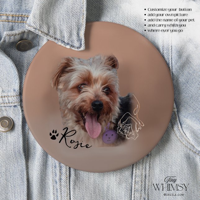 Personalisiert Yorkshire Terrier Dog Foto Button (Personalized Yorkshire Terrier Dog Photo Button)