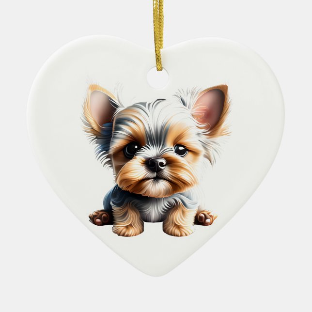 Personalisiert Yorkshire Terrier Puppy Keramik Ornament (Vorne)