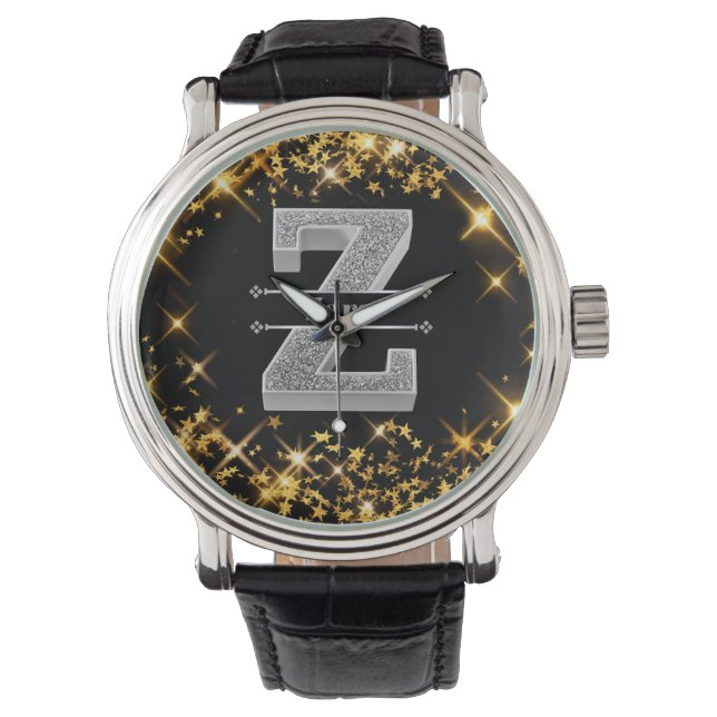 Personalisiert Z Erste Silver Monogramm Ihr Name Armbanduhr (Vorderseite)