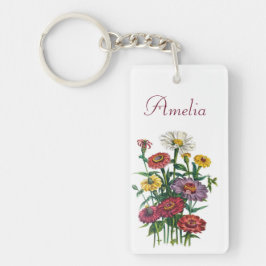 Personalisiert Zinnias Schlüsselanhänger