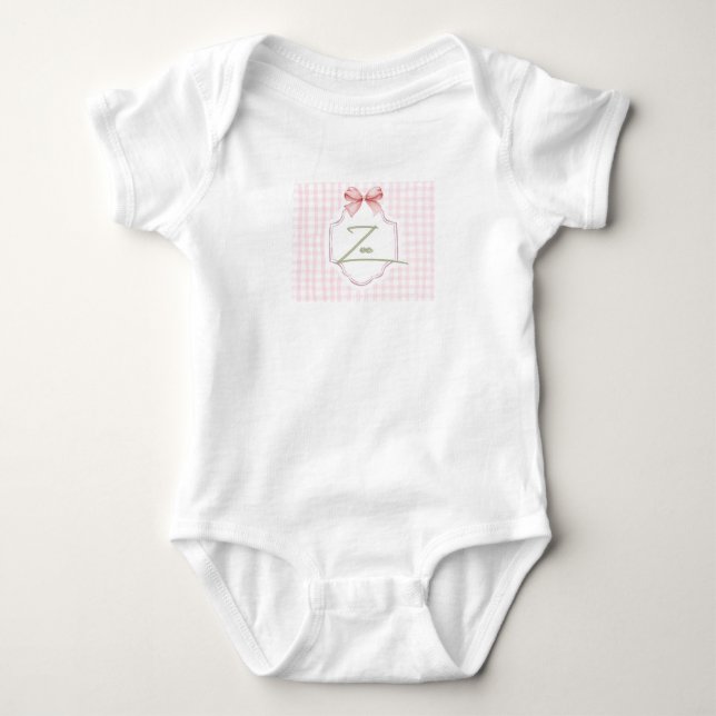 Personalisiert Zoe Baby Girl Kinderzimmer Bow&Ging Baby Strampler (Vorderseite)