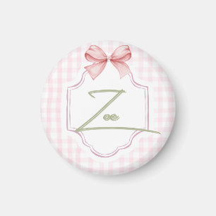 Personalisiert Zoe Baby Girl Kinderzimmer Bow&Ging Magnet