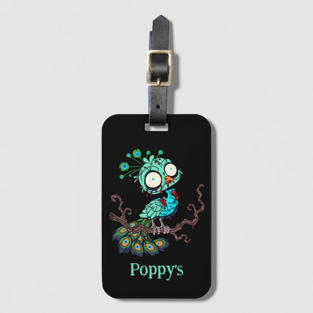 Personalisiert Zombie Peacock Gepäckanhänger (Vorderseite Vertikal)