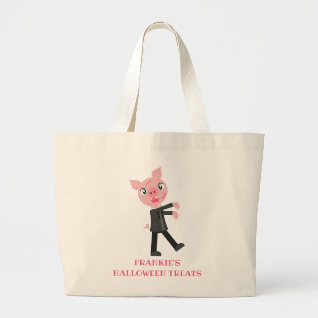 Personalisiert Zombie Pig Halloween Kostüme Kinder Jumbo Stoffbeutel (Vorne)
