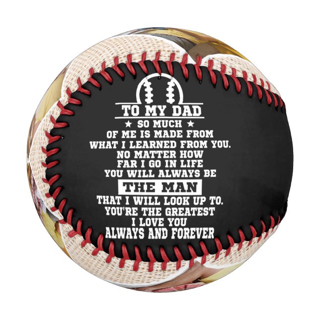 Personalisiert zu meinem Vater Custom 4 FotoCollag Baseball (Rückseite Rechts)