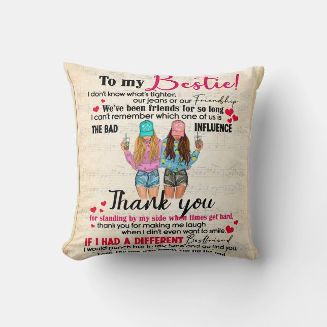 Personalisiert zu meinen Bestie, Freunde Geschenk  Kissen (Vorderseite)