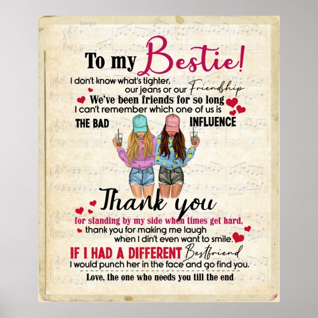 Personalisiert zu meiner Bestie Blanket Poster (Vorne)