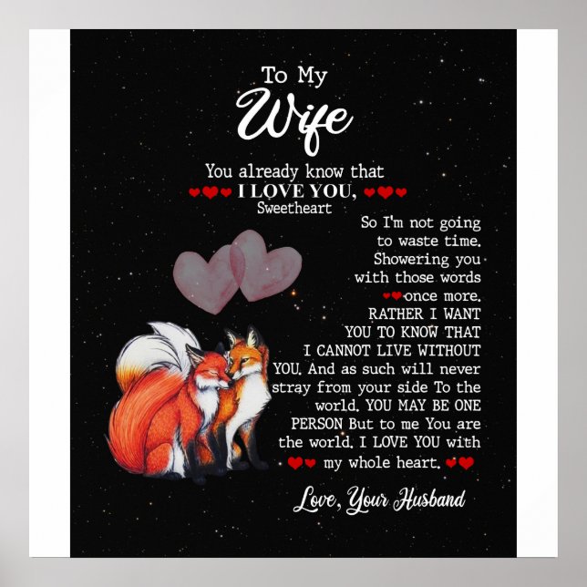 Personalisiert zu meiner Ehefrau Couple Fox, ich L Poster (Vorne)