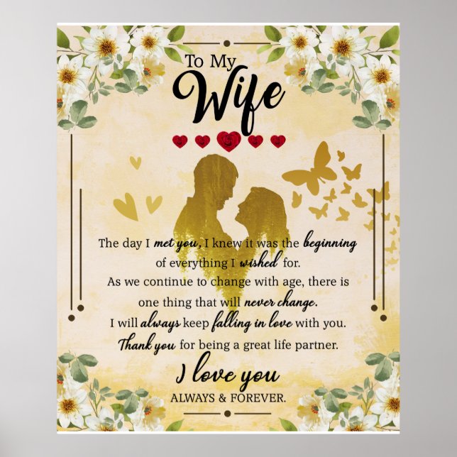 Personalisiert zu meiner Ehefrau Poster (Vorne)