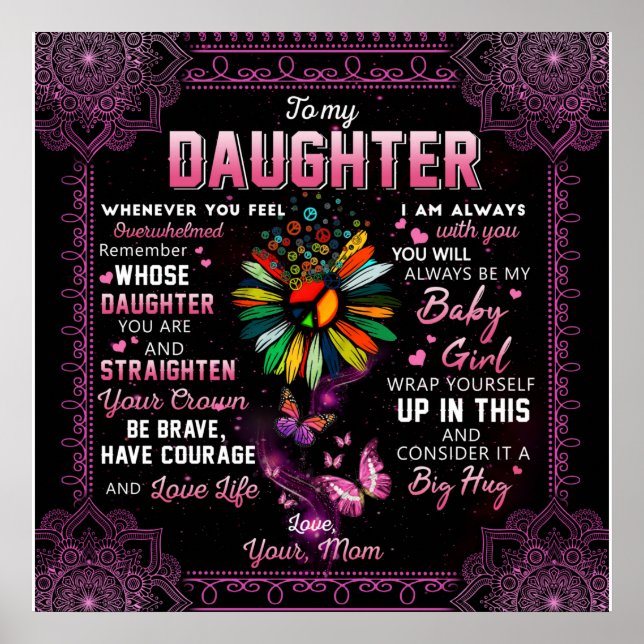 Personalisiert zu meiner Tochter Butterfly Blanket Poster (Vorne)