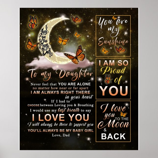 Personalisiert zu meiner Tochter Schmetterling vom Poster (Vorne)