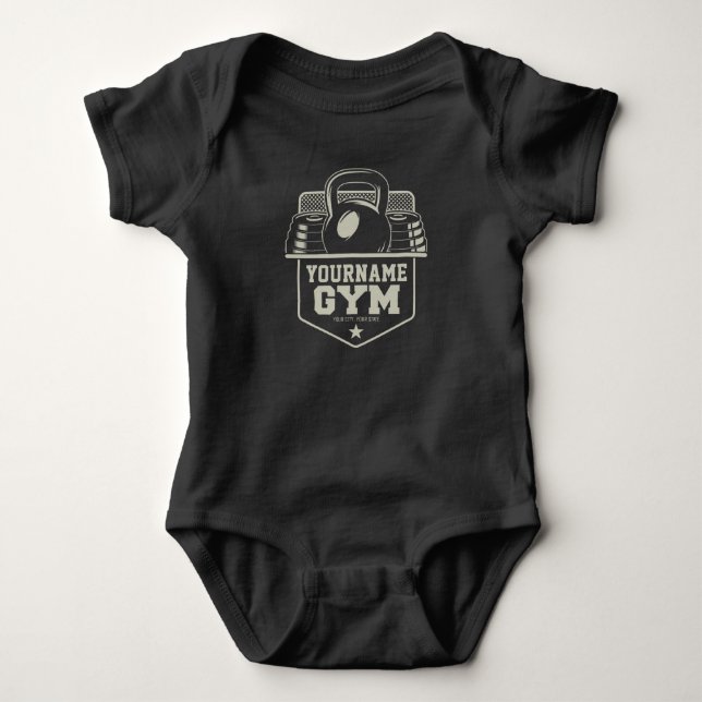 Personalisiert Zuhause GYM Kettlebell Fitness Trai Baby Strampler (Vorderseite)