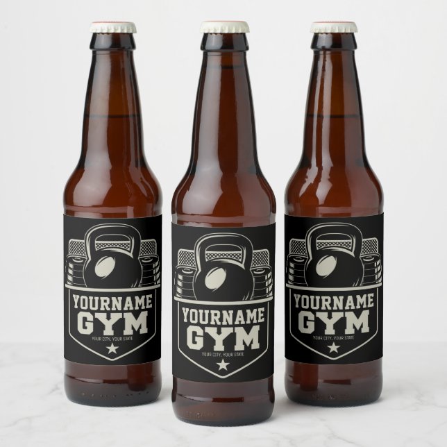 Personalisiert Zuhause GYM Kettlebell Fitness Trai Bierflaschenetikett (Flaschen)