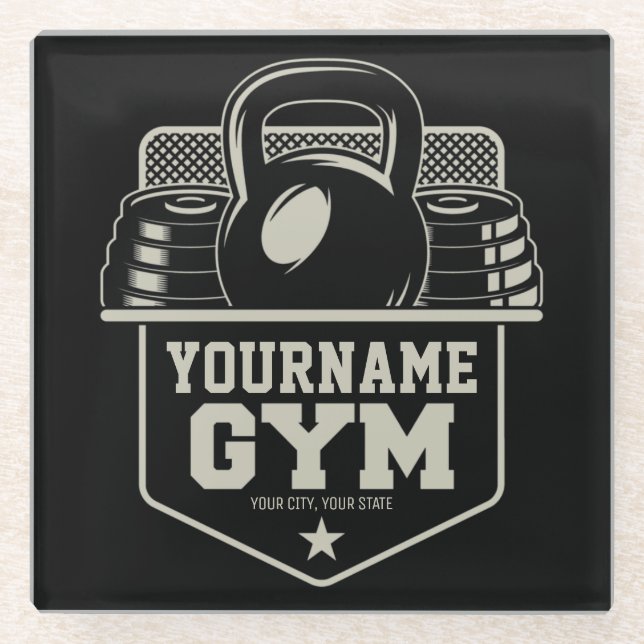 Personalisiert Zuhause GYM Kettlebell Fitness Trai Glasuntersetzer (Vorderseite)