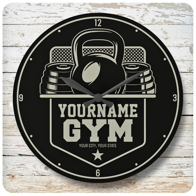 Personalisiert Zuhause GYM Kettlebell Fitness Trai Große Wanduhr (Von Creator hochgeladen)