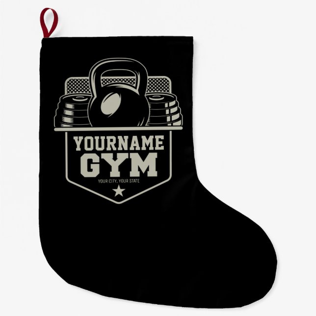 Personalisiert Zuhause GYM Kettlebell Fitness Trai Großer Weihnachtsstrumpf (Vorderseite)