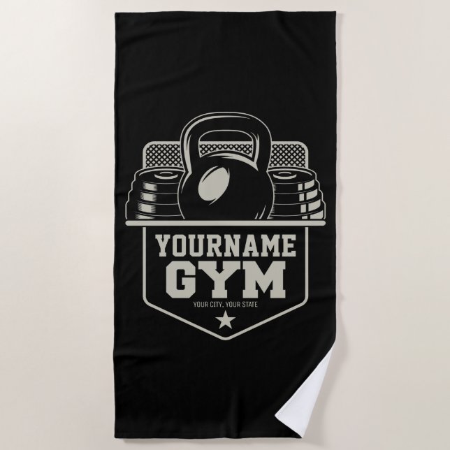 Personalisiert Zuhause GYM Kettlebell Fitness Trai Strandtuch (Vorderseite)