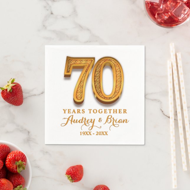 personalisiert zum 70. Jahrestag Serviette (Beispiel)
