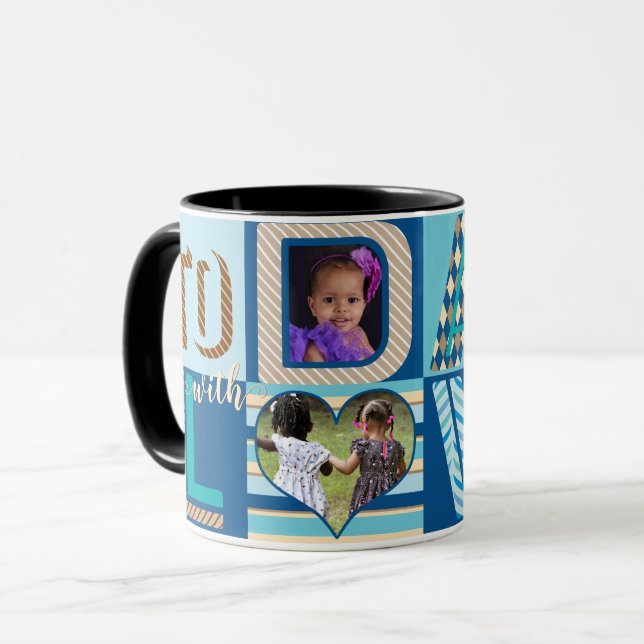 Personalisiert zum VATER mit LIEBE-FotoCollage Tasse (Vorderseite Links)
