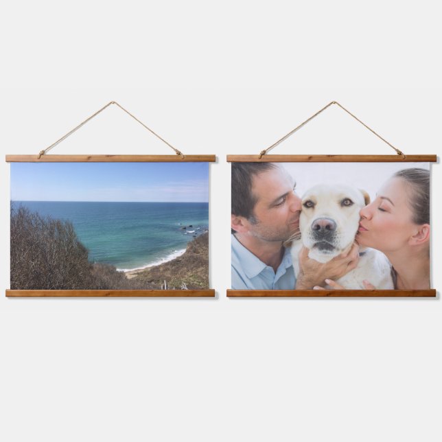 Personalisiert zwei Bilder mit benutzerdefiniertem Wandteppich Mit Holzrahmen (Doppelt)