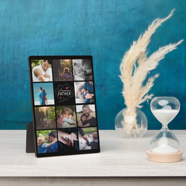 Personalisierte 11-Foto-Collage Bester Vater je Ge Fotoplatte (Seite)