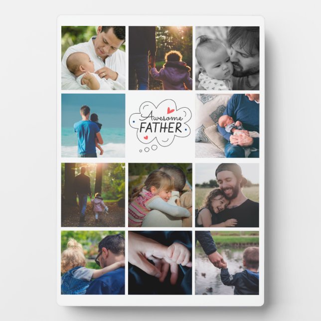Personalisierte 11-Foto-Collage Bester Vater je Ge Fotoplatte (Vorderseite)