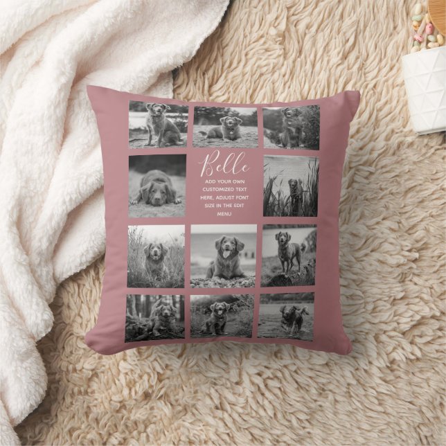 Personalisierte 11 Foto Collage Dusty Rose Kissen (Decke)