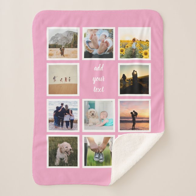 Personalisierte 11-Foto-Collage Sherpadecke (Vorderseite)