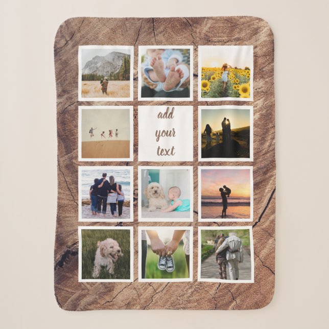 Personalisierte 11-Foto-Collage Sherpadecke (Vorderseite)