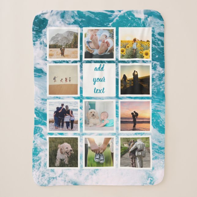 Personalisierte 11-Foto-Collage Sherpadecke (Vorderseite)