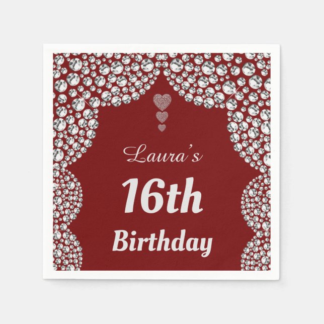 Personalisierte 16. oder altersgerechte Party-Serv Serviette (Vorderseite)