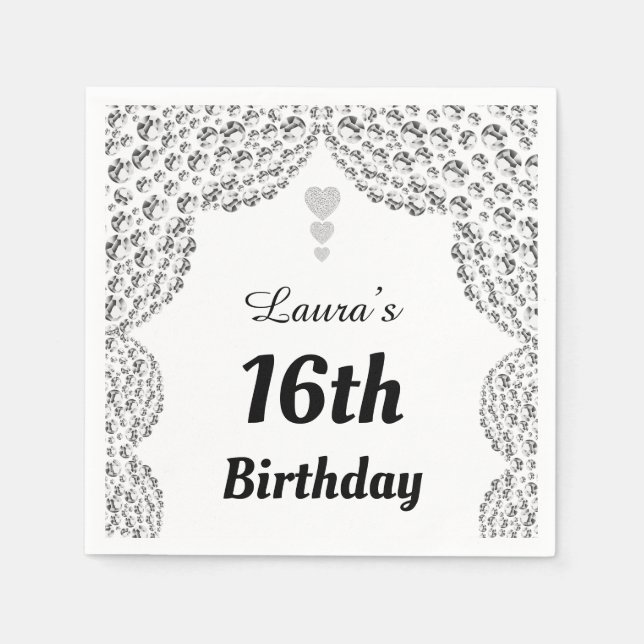 Personalisierte 16. oder altersgerechte Party-Serv Serviette (Vorderseite)