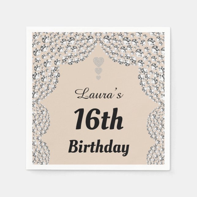 Personalisierte 16. oder altersgerechte Party-Serv Serviette (Vorderseite)