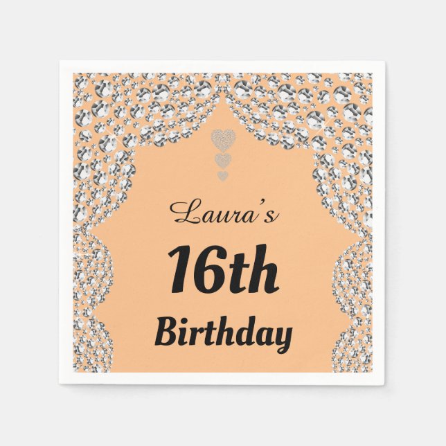 Personalisierte 16. oder altersgerechte Party-Serv Serviette (Vorderseite)
