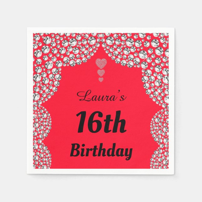 Personalisierte 16. oder altersgerechte Party-Serv Serviette (Vorderseite)