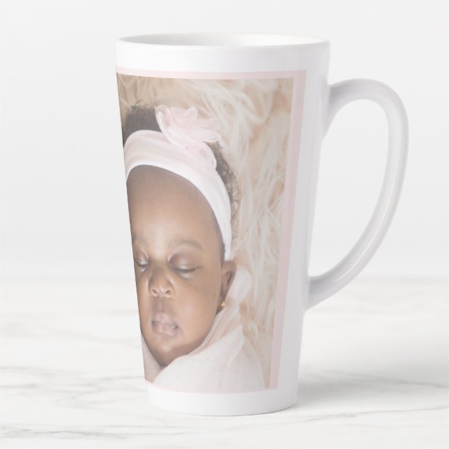 Personalisierte 1-Foto-Babystühle in Rosa und Weiß Milchtasse (Rechts)